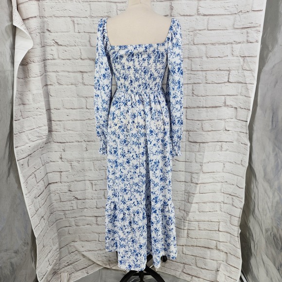 Coquette Milkmaid Dress Maxi Cottage French Floral Tiered Dainty Romantic Medium - Picture 2 of 8